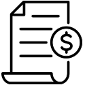 icon of a document with a dollar sign on it