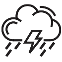 icon of a cloud with lightening and rain