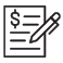 Icon of papers with a property and dollar sign inside a magnifying glass